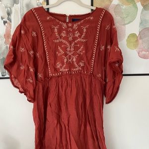 Francescas Burnt Orange Dress w detailed pattern
